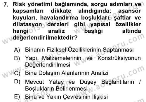 Yangın ve Yangın Güvenliği Dersi 2025 - 2026 Yılı (Vize) Ara Sınav Soruları 7. Soru