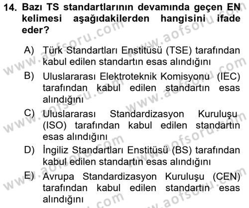 Yangın ve Yangın Güvenliği Dersi 2025 - 2026 Yılı (Final) Dönem Sonu Sınav Soruları 14. Soru