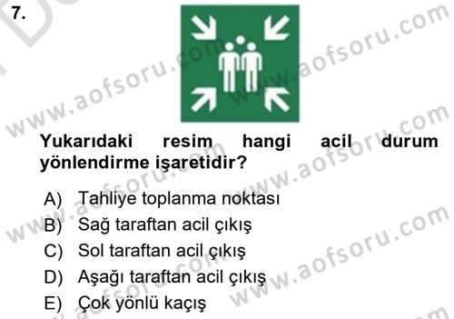 Yangın ve Yangın Güvenliği Dersi 2025 - 2026 Yılı (Final) Dönem Sonu Sınav Soruları 7. Soru