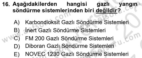 Yangın ve Yangın Güvenliği Dersi 2025 - 2026 Yılı Yaz Okulu Sınav Soruları 16. Soru