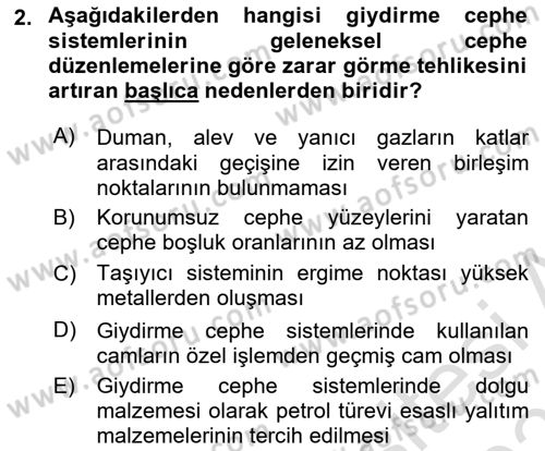 Yangın ve Yangın Güvenliği Dersi 2025 - 2026 Yılı Yaz Okulu Sınav Soruları 2. Soru