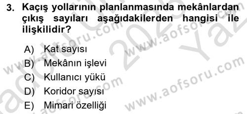 Yangın ve Yangın Güvenliği Dersi 2025 - 2026 Yılı Yaz Okulu Sınav Soruları 3. Soru