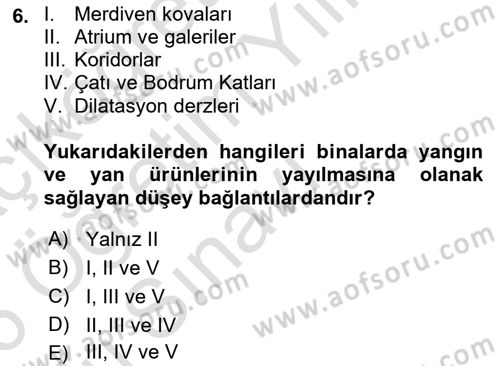 Yangın ve Yangın Güvenliği Dersi 2025 - 2026 Yılı Yaz Okulu Sınav Soruları 6. Soru