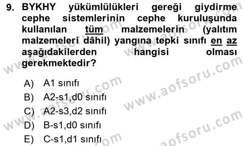 Yangın ve Yangın Güvenliği Dersi 2025 - 2026 Yılı Yaz Okulu Sınav Soruları 9. Soru