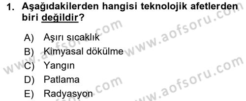 Temel Afet Bilgisi Dersi 2017 - 2018 Yılı (Vize) Ara Sınav Soruları 1. Soru