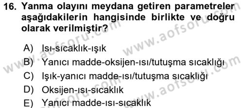 Temel Afet Bilgisi Dersi 2017 - 2018 Yılı (Final) Dönem Sonu Sınav Soruları 16. Soru