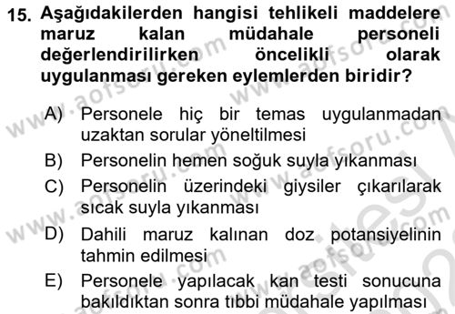 Temel Afet Bilgisi Dersi Ara Sınavı Deneme Sınav Soruları 15. Soru