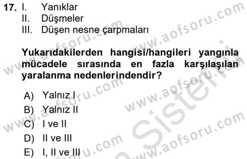Temel Afet Bilgisi Dersi Ara Sınavı Deneme Sınav Soruları 17. Soru