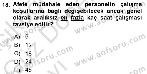 Temel Afet Bilgisi Dersi Ara Sınavı Deneme Sınav Soruları 18. Soru
