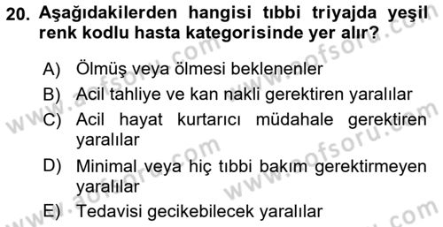 Temel Afet Bilgisi Dersi Ara Sınavı Deneme Sınav Soruları 20. Soru