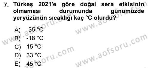 Temel Afet Bilgisi Dersi Ara Sınavı Deneme Sınav Soruları 7. Soru