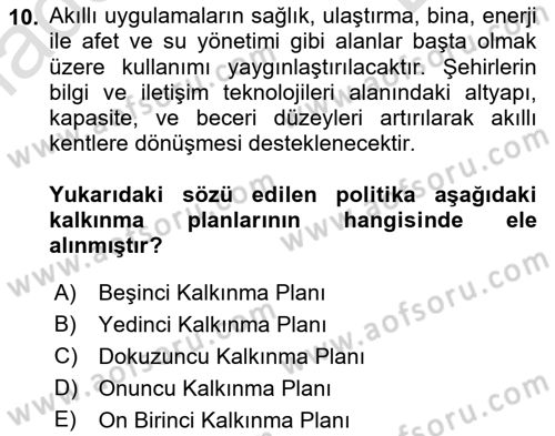 Temel Afet Bilgisi Dersi 2022 - 2023 Yılı (Final) Dönem Sonu Sınav Soruları 10. Soru