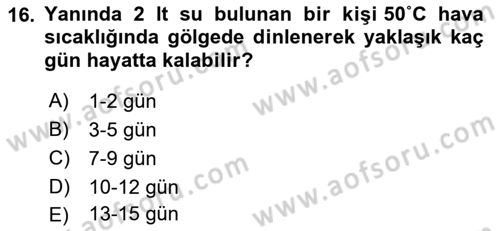 Temel Afet Bilgisi Dersi 2022 - 2023 Yılı (Final) Dönem Sonu Sınav Soruları 16. Soru