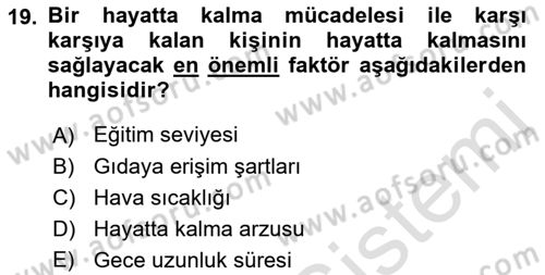 Temel Afet Bilgisi Dersi 2022 - 2023 Yılı (Final) Dönem Sonu Sınav Soruları 19. Soru