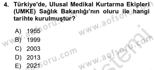 Temel Afet Bilgisi Dersi 2022 - 2023 Yılı (Final) Dönem Sonu Sınav Soruları 4. Soru