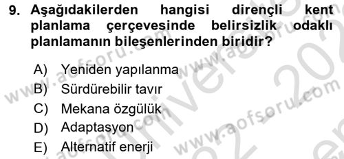 Temel Afet Bilgisi Dersi 2022 - 2023 Yılı (Final) Dönem Sonu Sınav Soruları 9. Soru