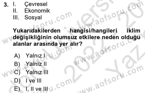 Temel Afet Bilgisi Dersi 2022 - 2023 Yılı Yaz Okulu Sınav Soruları 3. Soru