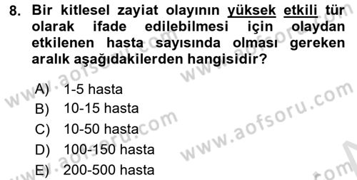 Temel Afet Bilgisi Dersi 2022 - 2023 Yılı Yaz Okulu Sınav Soruları 8. Soru