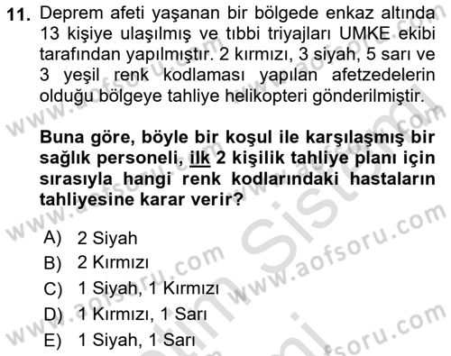 Temel Afet Bilgisi Dersi 2023 - 2024 Yılı (Vize) Ara Sınav Soruları 11. Soru