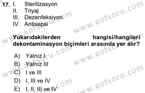 Temel Afet Bilgisi Dersi 2023 - 2024 Yılı (Vize) Ara Sınav Soruları 17. Soru