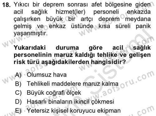 Temel Afet Bilgisi Dersi 2023 - 2024 Yılı (Vize) Ara Sınav Soruları 18. Soru