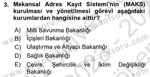 Temel Afet Bilgisi Dersi 2023 - 2024 Yılı (Final) Dönem Sonu Sınav Soruları 3. Soru