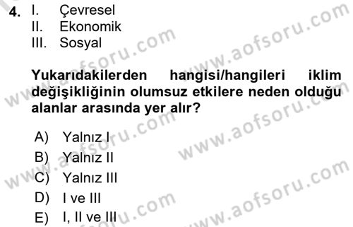 Temel Afet Bilgisi Dersi 2023 - 2024 Yılı (Final) Dönem Sonu Sınav Soruları 4. Soru