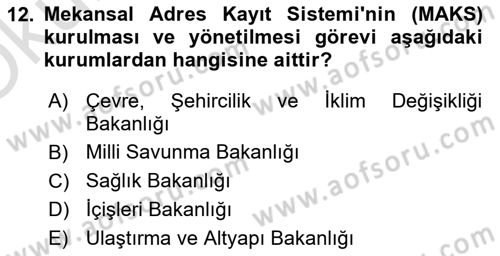 Temel Afet Bilgisi Dersi 2023 - 2024 Yılı Yaz Okulu Sınav Soruları 12. Soru