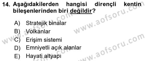 Temel Afet Bilgisi Dersi 2023 - 2024 Yılı Yaz Okulu Sınav Soruları 14. Soru