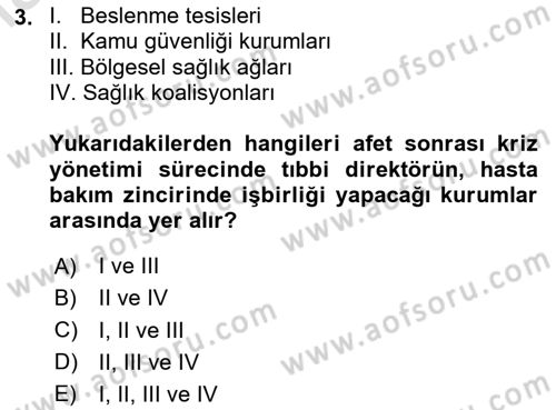Temel Afet Bilgisi Dersi 2023 - 2024 Yılı Yaz Okulu Sınav Soruları 3. Soru