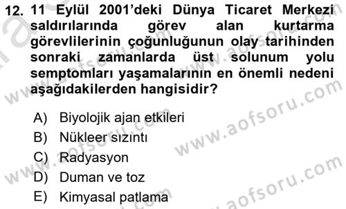 Temel Afet Bilgisi Dersi 2024 - 2025 Yılı (Vize) Ara Sınav Soruları 12. Soru