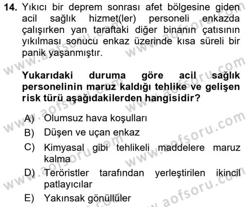 Temel Afet Bilgisi Dersi 2024 - 2025 Yılı (Vize) Ara Sınav Soruları 14. Soru