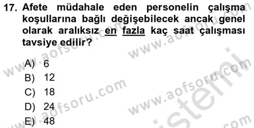 Temel Afet Bilgisi Dersi 2024 - 2025 Yılı (Vize) Ara Sınav Soruları 17. Soru