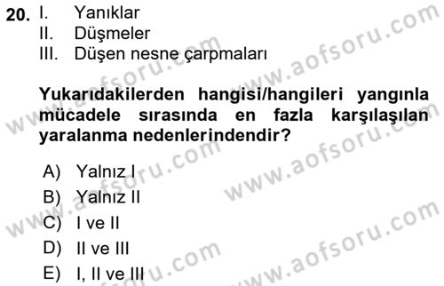 Temel Afet Bilgisi Dersi 2024 - 2025 Yılı (Vize) Ara Sınav Soruları 20. Soru
