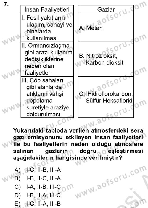 Temel Afet Bilgisi Dersi 2024 - 2025 Yılı (Vize) Ara Sınav Soruları 7. Soru
