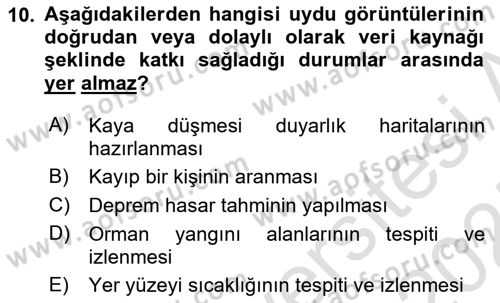 Temel Afet Bilgisi Dersi 2024 - 2025 Yılı (Final) Dönem Sonu Sınav Soruları 10. Soru