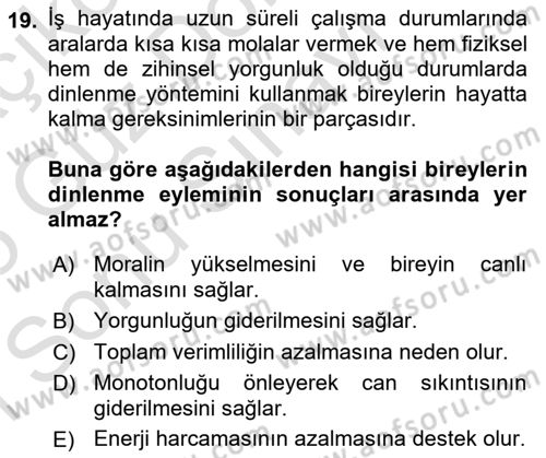 Temel Afet Bilgisi Dersi 2024 - 2025 Yılı (Final) Dönem Sonu Sınav Soruları 19. Soru