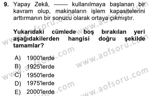 Temel Afet Bilgisi Dersi 2024 - 2025 Yılı (Final) Dönem Sonu Sınav Soruları 9. Soru