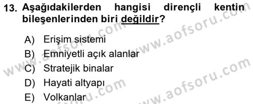 Temel Afet Bilgisi Dersi 2024 - 2025 Yılı Yaz Okulu Sınav Soruları 13. Soru