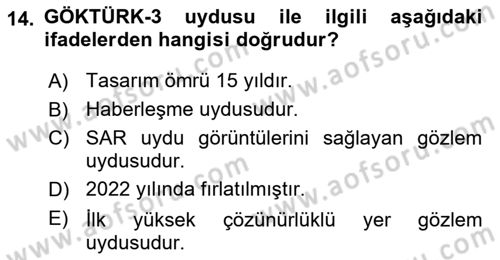 Temel Afet Bilgisi Dersi 2024 - 2025 Yılı Yaz Okulu Sınav Soruları 14. Soru