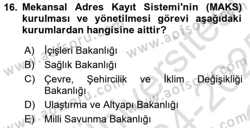 Temel Afet Bilgisi Dersi 2024 - 2025 Yılı Yaz Okulu Sınav Soruları 16. Soru