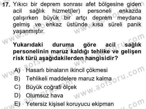 Temel Afet Bilgisi Dersi 2024 - 2025 Yılı Yaz Okulu Sınav Soruları 17. Soru