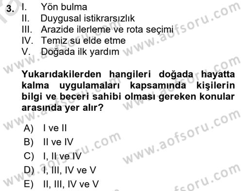 Temel Afet Bilgisi Dersi 2024 - 2025 Yılı Yaz Okulu Sınav Soruları 3. Soru