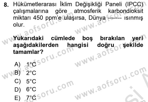 Temel Afet Bilgisi Dersi 2024 - 2025 Yılı Yaz Okulu Sınav Soruları 8. Soru