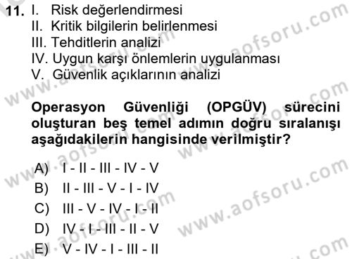 Temel Afet Bilgisi Dersi 2025 - 2026 Yılı (Vize) Ara Sınav Soruları 11. Soru
