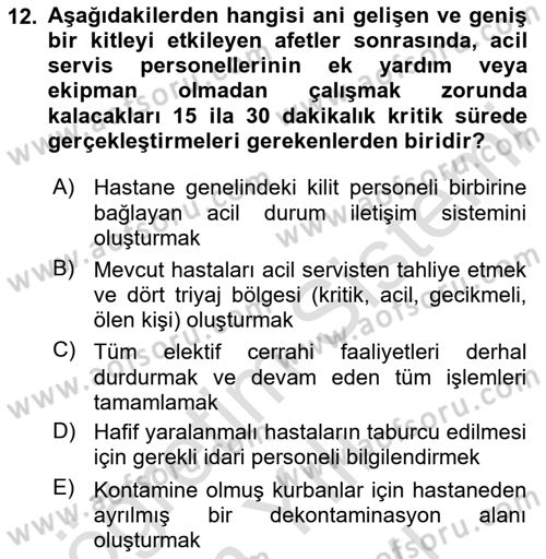 Temel Afet Bilgisi Dersi 2025 - 2026 Yılı (Vize) Ara Sınav Soruları 12. Soru