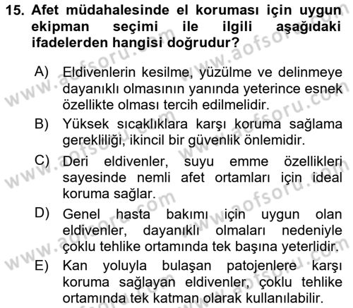 Temel Afet Bilgisi Dersi 2025 - 2026 Yılı (Vize) Ara Sınav Soruları 15. Soru
