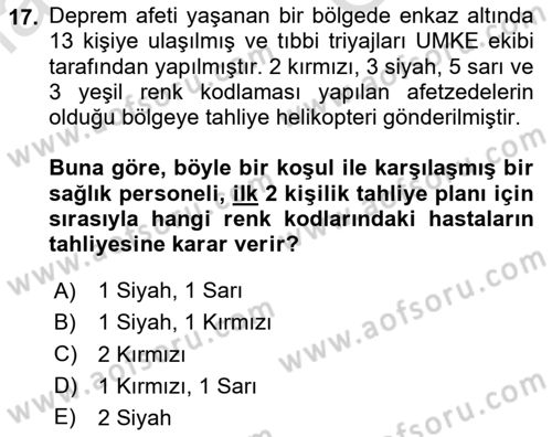 Temel Afet Bilgisi Dersi 2025 - 2026 Yılı (Vize) Ara Sınav Soruları 17. Soru
