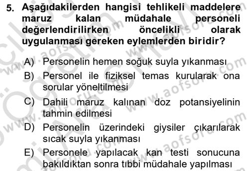 Temel Afet Bilgisi Dersi 2025 - 2026 Yılı (Vize) Ara Sınav Soruları 5. Soru
