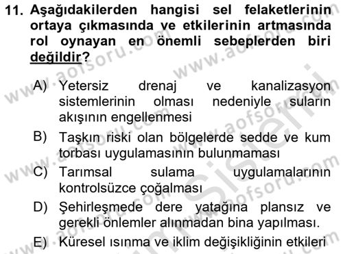 Temel Afet Bilgisi Dersi 2025 - 2026 Yılı (Final) Dönem Sonu Sınav Soruları 11. Soru